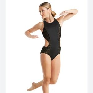 Balera flocked Aztec mesh leotard small adult